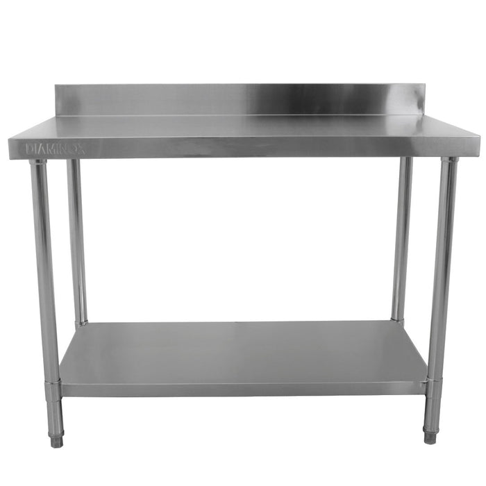 FP Diaminox Stainless Steel 120cm Prep Table With Upstand and Under Shelf A30424