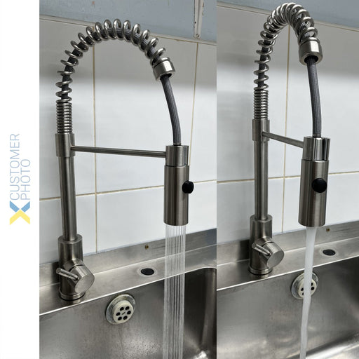 Kitchen Sink Mixer Tap Pullout spray spout Single lever Stainless steel |  3047109 Makfry