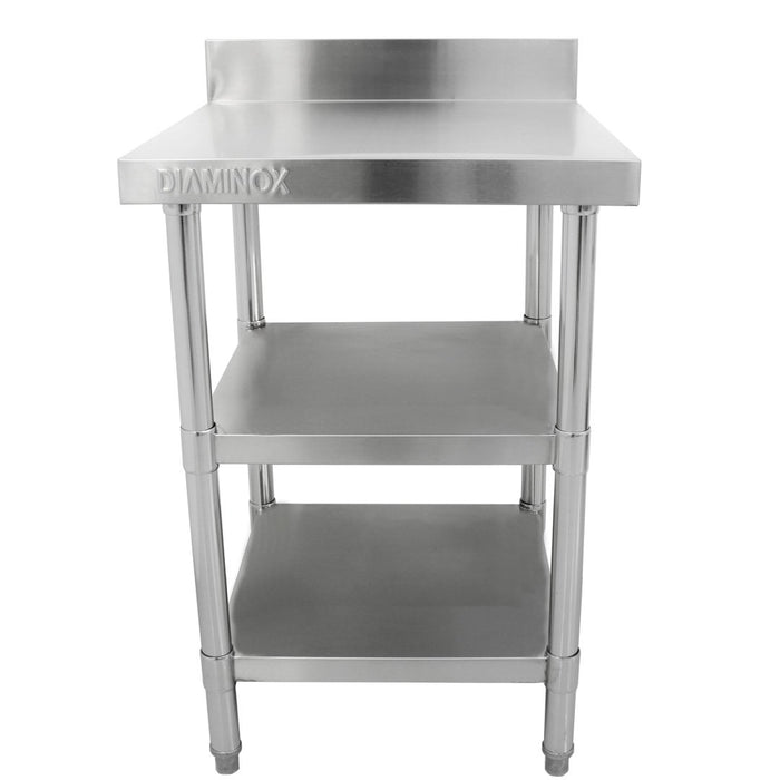 FP Diaminox Stainless Steel 60cm Prep Table With Upstand And 2 Under Shelves A30530