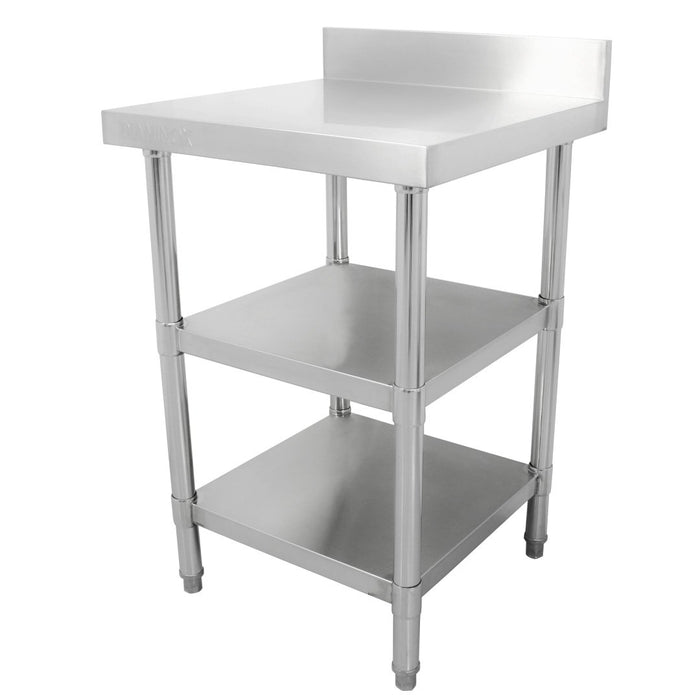 FP Diaminox Stainless Steel 60cm Prep Table With Upstand And 2 Under Shelves A30530