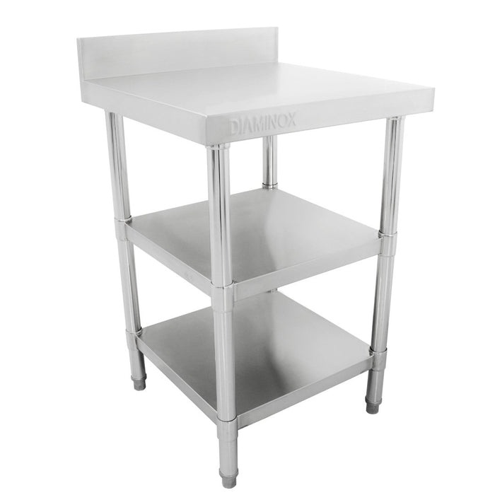 FP Diaminox Stainless Steel 60cm Prep Table With Upstand And 2 Under Shelves A30530