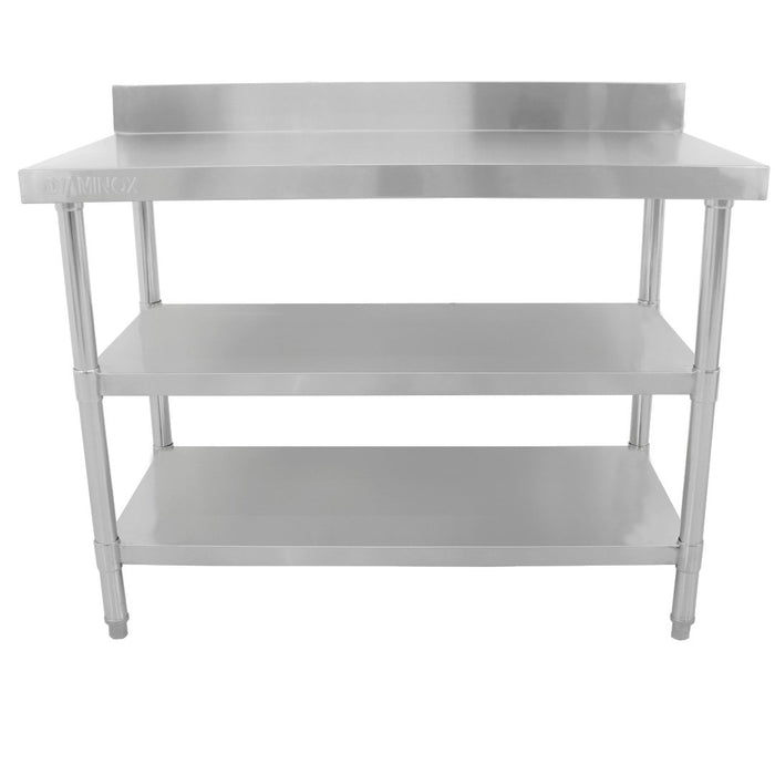 Diaminox FP Stainless Steel 120cm Prep Table With Upstand and Under Shelf A30534