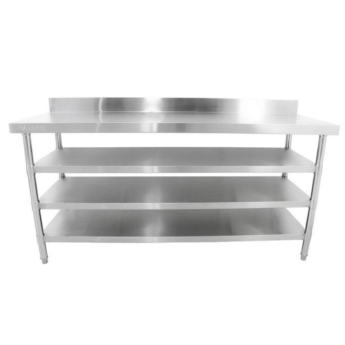 FP Diaminox Stainless Steel 180cm Prep Table With Upstand and 3 Undershelves A30539