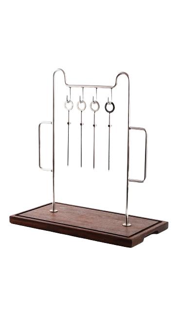 Shish/Skewer Hanger Attached to Wooden Board - Anti-Rusting