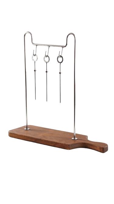 Shish/Skewer Hanger Attached to Wooden Board - Anti-Rusting