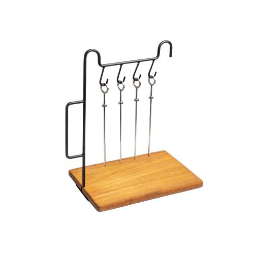 Shish/Skewer Hanger Attached to Wooden Board - Anti-Rusting