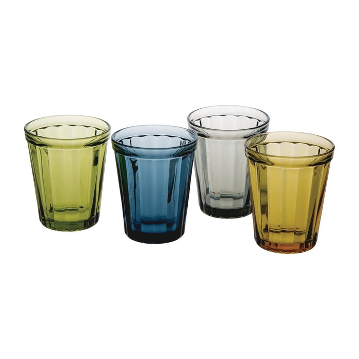 Olympia Cabot Panelled Glass Tumblers Blue 260ml (6 Pack) Olympia