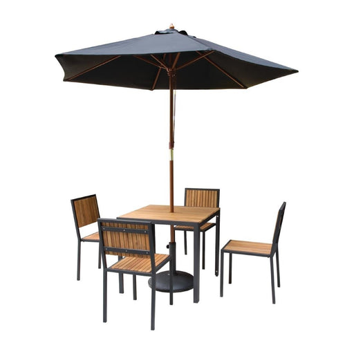 Bolero Square Steel and Acacia Table 800mm Bolero