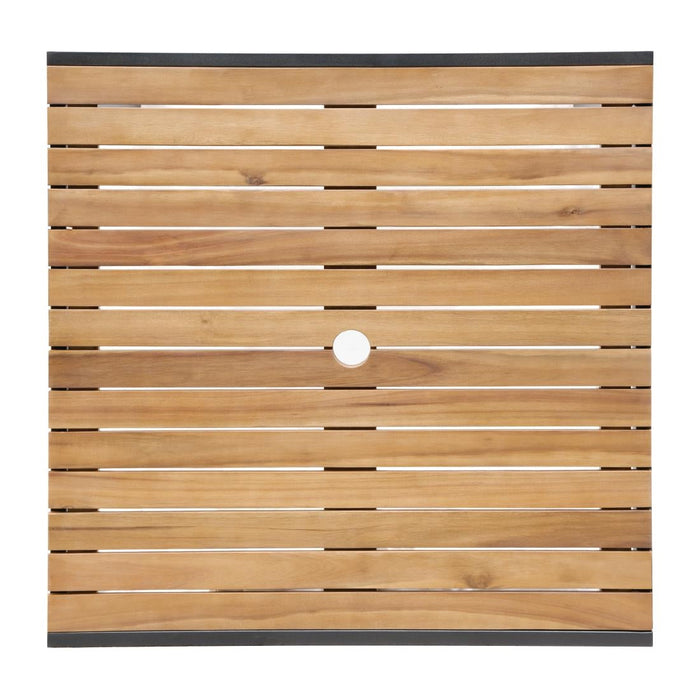 Bolero Square Steel and Acacia Table 800mm Bolero