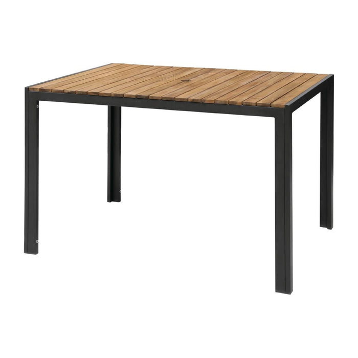 Bolero Acacia Wood and Steel Rectangular Table 1200mm Bolero