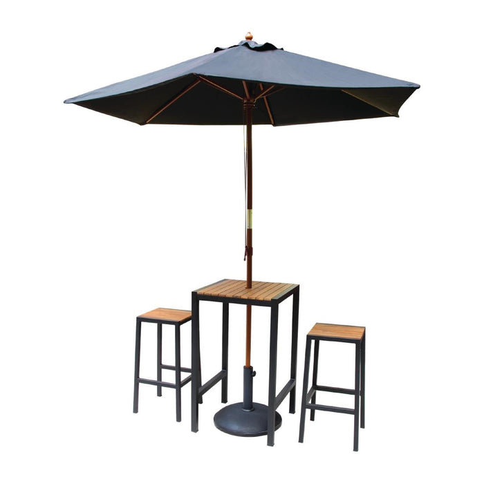 Bolero Black Steel & Acacia Wood Bar Stools (2 Pack) Bolero