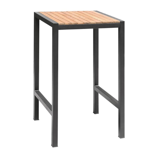 Bolero Square Steel and Acacia Bar Table 600mm Bolero