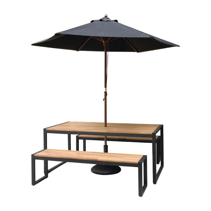 Bolero Acacia Wood and Steel Industrial Benches 1600mm (2 Pack) Bolero