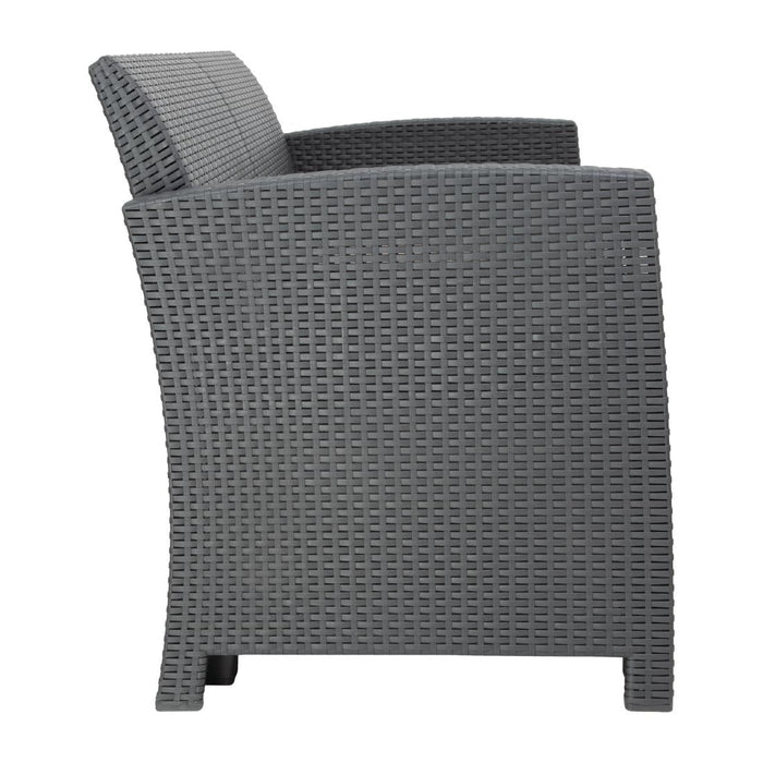 Bolero PP Armchair and Table Wicker Set Grey Bolero