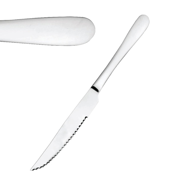 234(L)mm | 9 1/4". Serrated Blade. Pack Quantity: 12. Material: 18/0 Stainless Steel