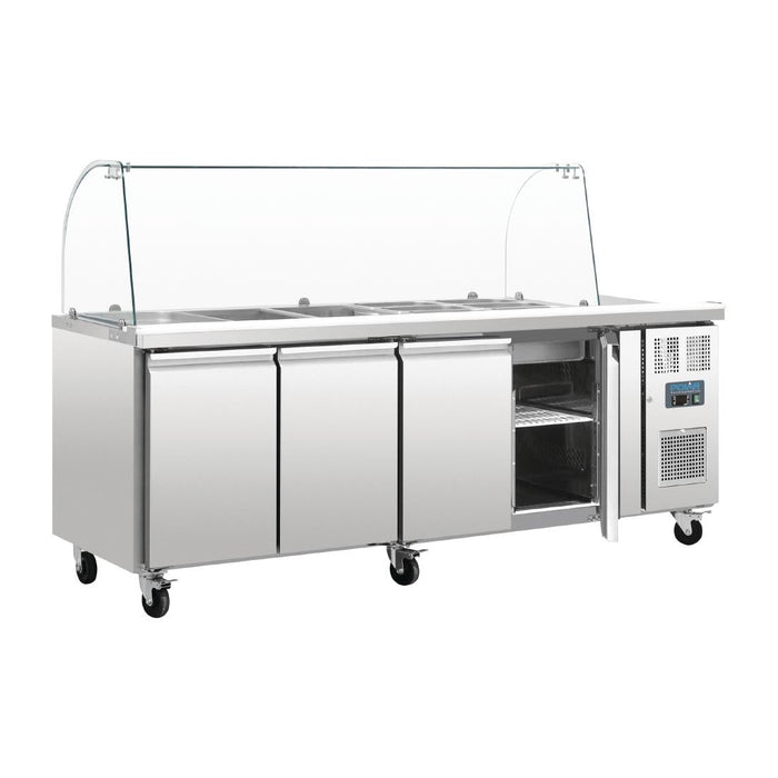 Polar U-Series Four Door Refrigerated Gastronorm Saladette Counter Polar