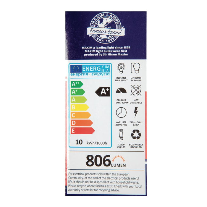 Maxim LED GLS Edison Screw Cool White 10W (10 Pack) Status