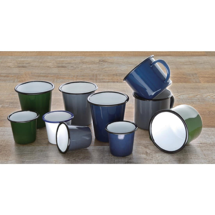 Olympia Enamel Sauce Cup White and Blue (6 Pack) Olympia
