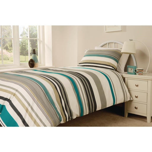 Mitre Essentials Madison Stripe Housewife Pillowcase Teal Mitre Essentials