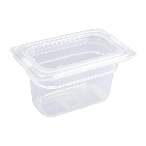 Vogue Polypropylene 1/9 Gastronorm Container with Lid 100mm (4 Pack) Vogue