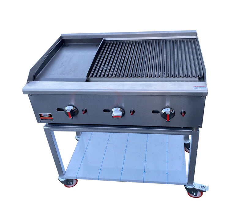 COMMERCIAL 3 BURNER CONTROL GAS BBQ GRILL AND GRIDDLE CHARBROILER Canmac