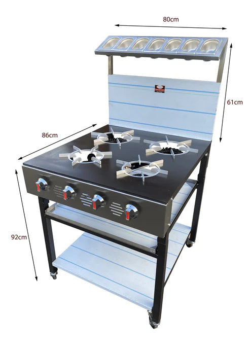 4 Burner Commercial Gas Cooker Canmac