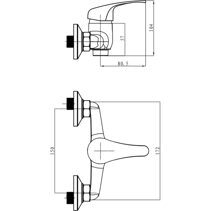 Wall Mounted Mixer Tap Single Lever Chrome |  40128000