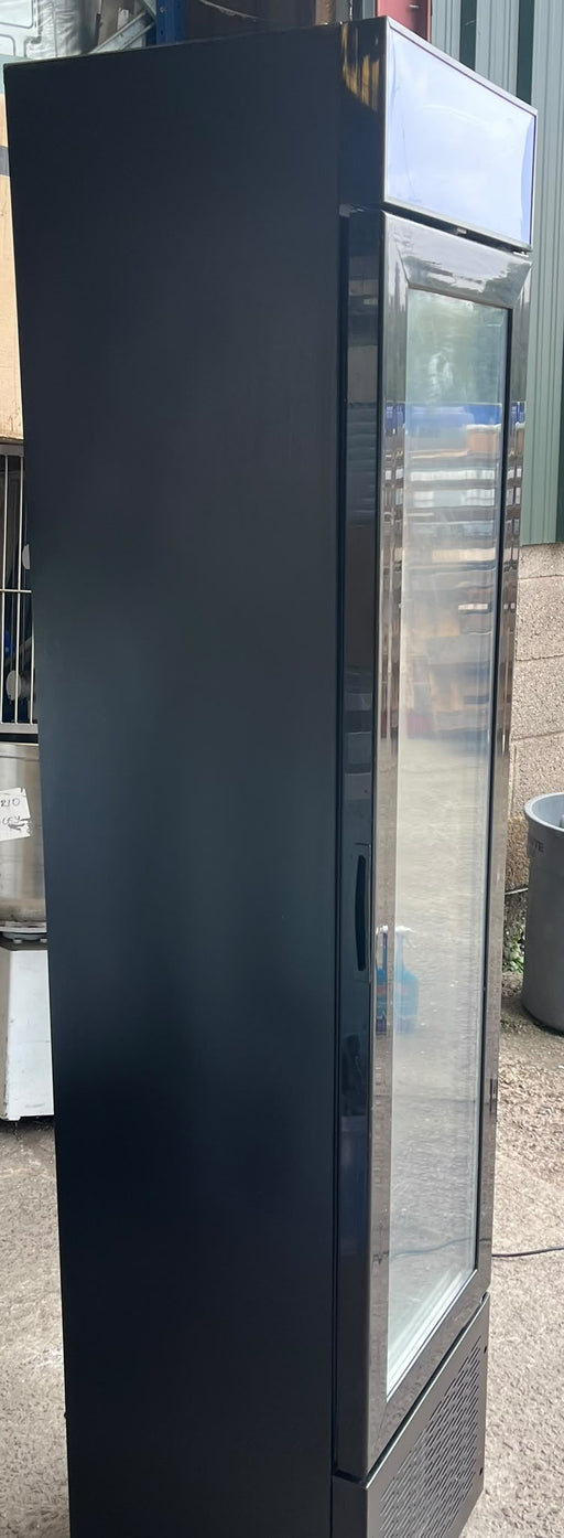 Adexa SD105B 105L Slim Upright Glass Door Display Freezer - Black - B Grade Canmac Catering Equipment