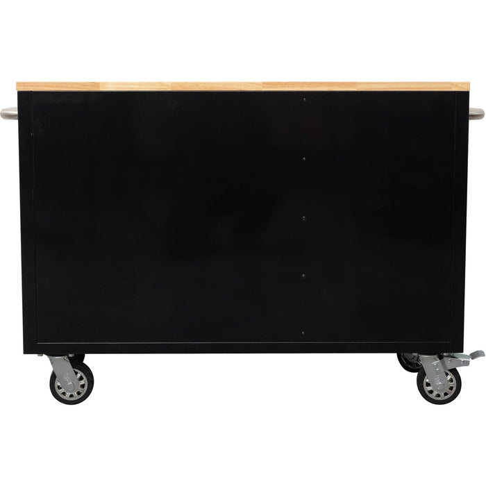 Heavy Duty Steel Rolling Tool Chest With Wooden Worktop 6 Drawers 1 Side Cabinet 1370x488x913mm Black | 482038 Ablack Makfry
