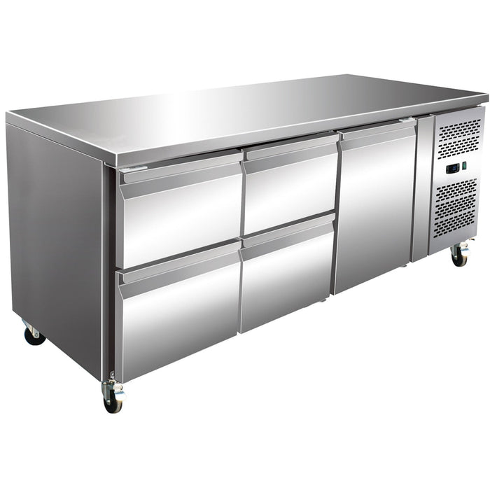Commercial Refrigerated Counter 1 Door 4 Drawers Depth 700mm | 4 Drg32 V Makfry