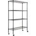 Commercial Shelving Unit 4 Tier with Wheels 1000kg Width 1500mm Depth 600mm Black Wire |  AMJ504 Makfry
