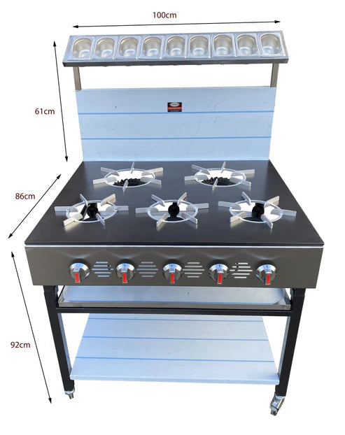 5 Burner Commercial Gas Cooker Canmac