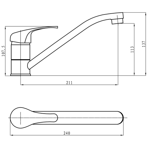 Kitchen Sink Mixer Tap Single lever Chrome |  50128000 Makfry