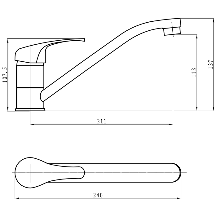 Kitchen Sink Mixer Tap Single lever Chrome |  50128000 Makfry