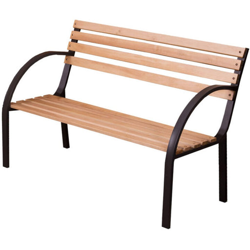 Garden Bench 1220mm Natural with Black Frame|  572196 Makfry