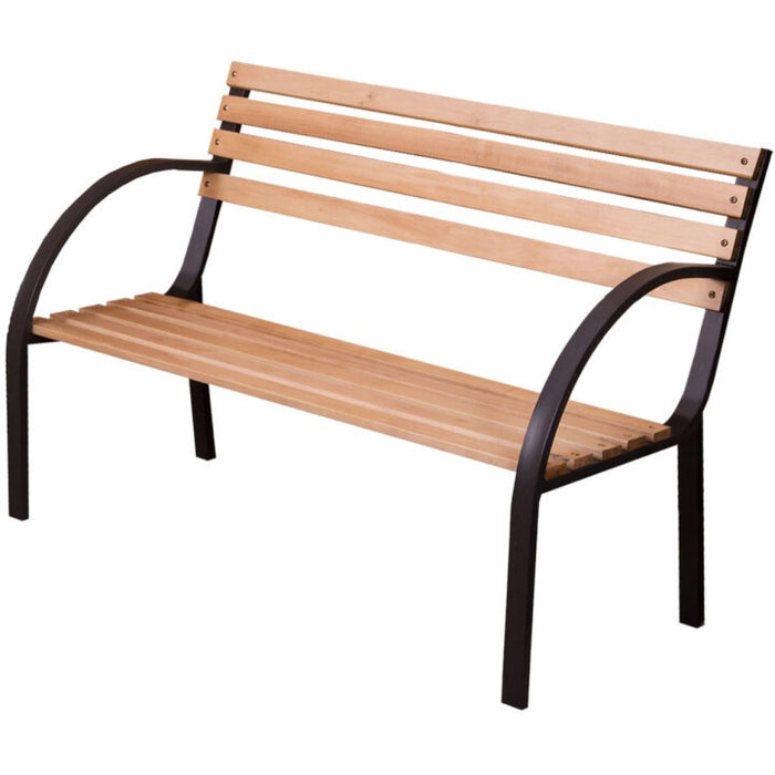 Garden Bench 1220mm Natural with Black Frame|  572196 Makfry