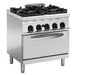 Tecnoinox PFG8V7 Medium duty 4 burner range with electric fan oven Euro-Catering