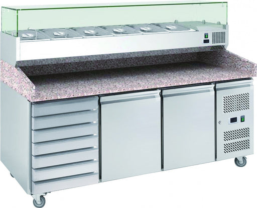 Chefsrange PP3D+ - 2 Door + 1 bank of drawers Pizza Prep Counter Euro-Catering