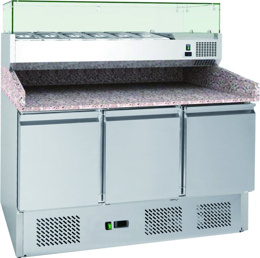 Chefsrange PP3D+ - 2 Door + 1 bank of drawers Pizza Prep Counter Euro-Catering