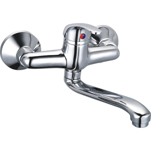 Wall Mounted Mixer Tap with Stainless Steel Spout Single Lever Chrome |  60128000 Makfry