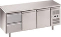 Chefsrange RC3H2D  3 Door Fridge Counter with castors + 1 bank of 2 drawers Euro-Catering