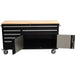 Heavy Duty Steel Rolling Tool Chest With Wooden Worktop 6 Drawers 1 Double Door Side Cabinet 1674x489x907mm Black | 602038 Ablack Makfry