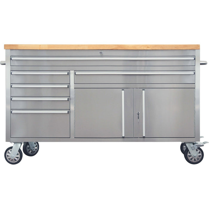 B GRADE Professional Stainless Steel Rolling Tool Cabinet 2 door 6 drawers 1644x482x904mm |  602038AS B GRADE