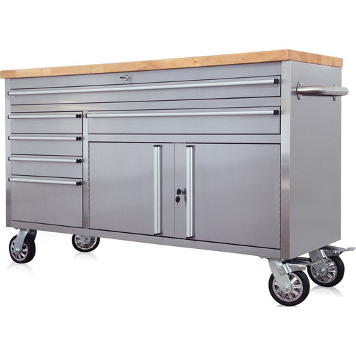 Professional Stainless Steel Rolling Tool Cabinet 2 Door 6 Drawers 1644x482x904mm | 602038 As Makfry