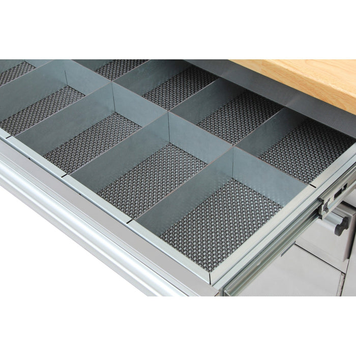 Heavy Duty Steel Rolling Tool Chest With Wooden Worktop 6 Drawers 1 Double Door Side Cabinet 1674x489x907mm Stainless Steel | 602038 Asilver Makfry