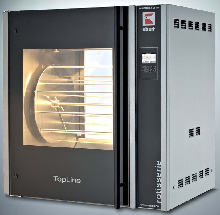 Ubert Topline RT403S-CC Pass thru "Hot air" electric rotisserie - 3 spits , Programmable Controls Euro-Catering