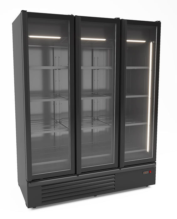 REFRIGERATOR 3 GLASS DOORS BLACK 1555L