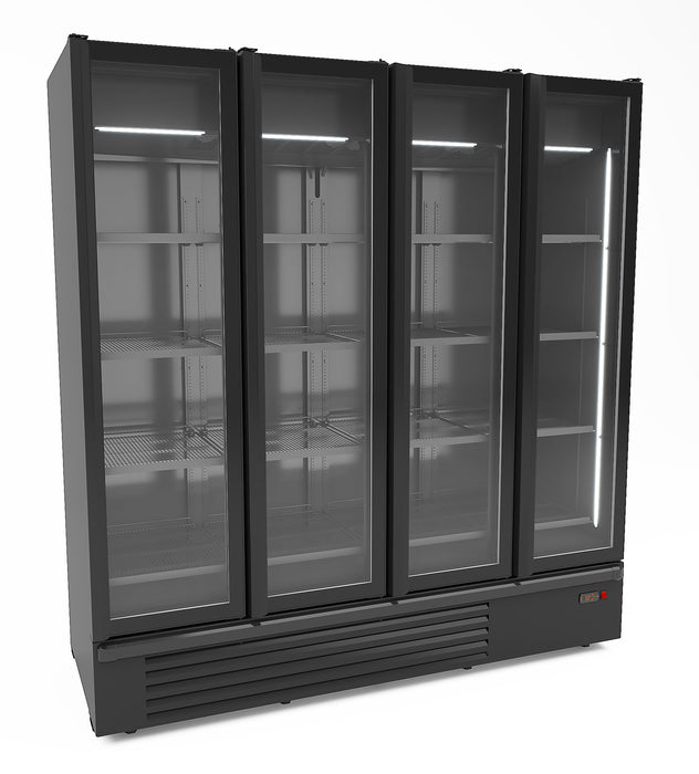 REFRIGERATOR 4 GLASS DOORS BLACK 1850L