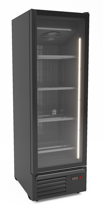 Combisteel Freezer - 1 Glass Door - 500L Capacity - Black - Ventilated Cooling - Automatic Defrost - LED Lighting - -18°C to -24°C