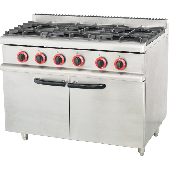 Commercial Gas Range With Cabinet 6 Burners 24k W 1050x700x900mm| 70 Qa6 Ms Makfry